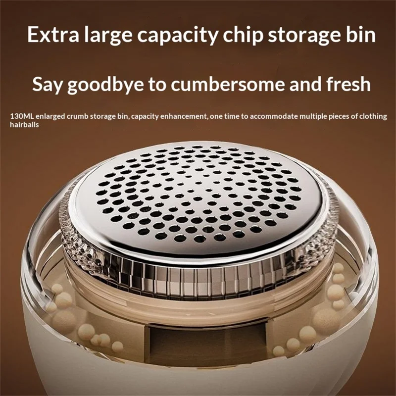 MQ-5 LED Display Electric Fabric Shaver 6-Blade Type-C Rechargeable Lint Remover for Clothes Sweaters - Beige