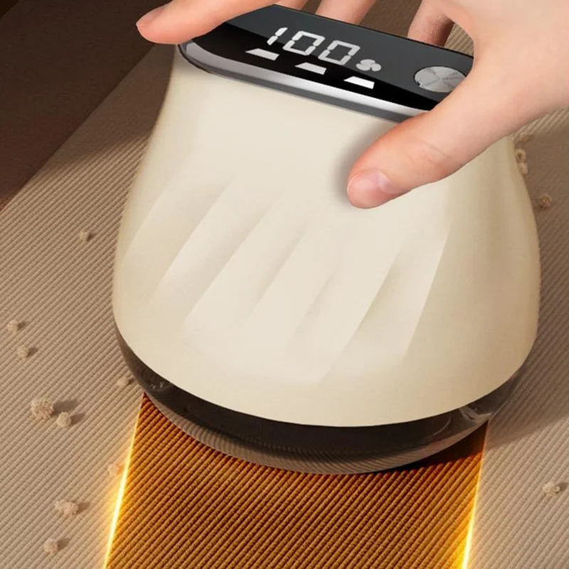 MQ-5 LED Display Electric Fabric Shaver 6-Blade Type-C Rechargeable Lint Remover for Clothes Sweaters - Beige