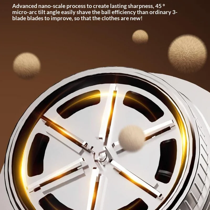 MQ-5 LED Display Electric Fabric Shaver 6-Blade Type-C Rechargeable Lint Remover for Clothes Sweaters - Beige