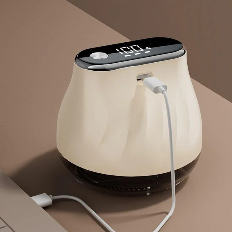 MQ-5 LED Display Electric Fabric Shaver 6-Blade Type-C Rechargeable Lint Remover for Clothes Sweaters - Beige