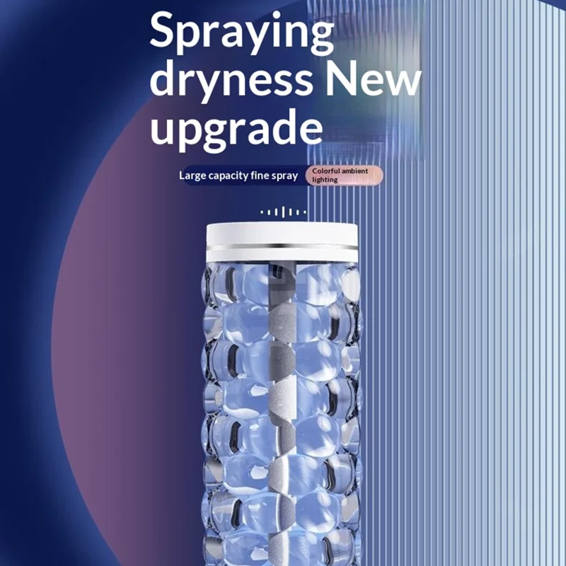 600ml Crystal Air Humidifier 7-Color LED Ambient Light Desktop Mist Diffuser for Home Office - Round