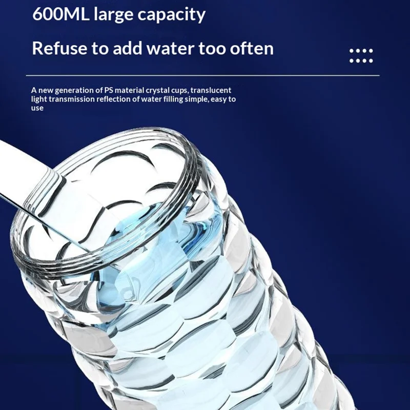 600ml Crystal Air Humidifier 7-Color LED Ambient Light Desktop Mist Diffuser for Home Office - Round