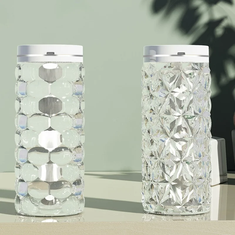 600ml Crystal Air Humidifier 7-Color LED Ambient Light Desktop Mist Diffuser for Home Office - Round