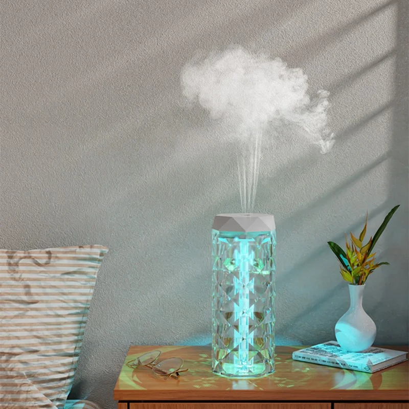 400ml Crystal Air Humidifier Desktop 7 Color LED Atmosphere Light Mist Diffuser for Home Office