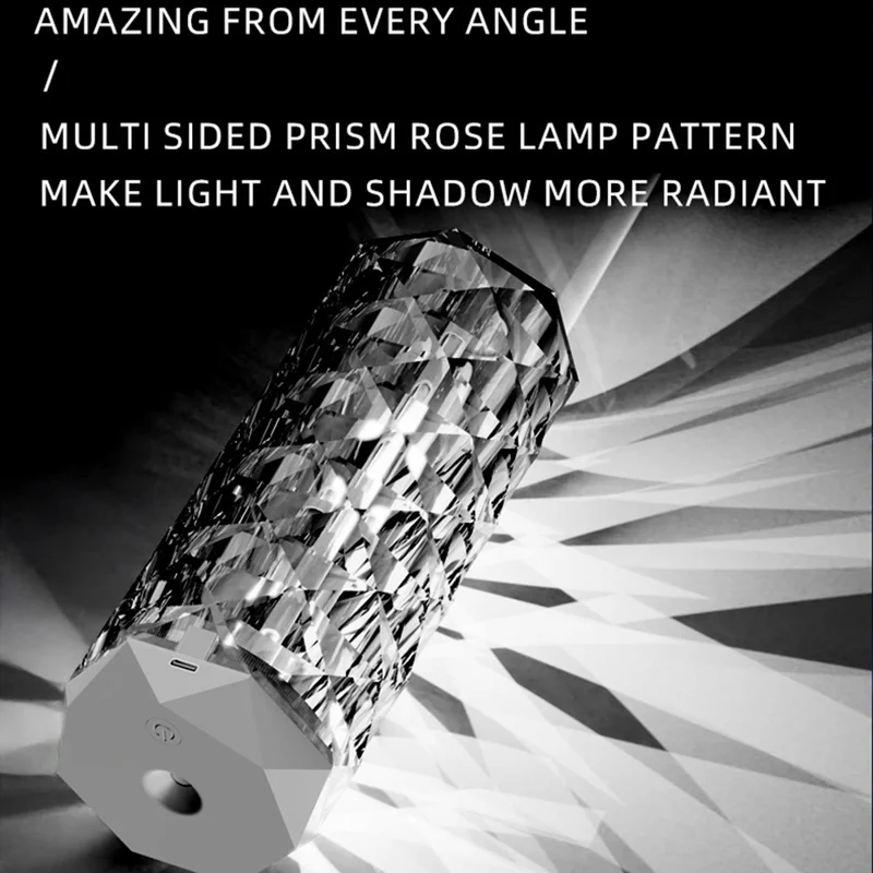 400ml Crystal Air Humidifier Desktop 7 Color LED Atmosphere Light Mist Diffuser for Home Office