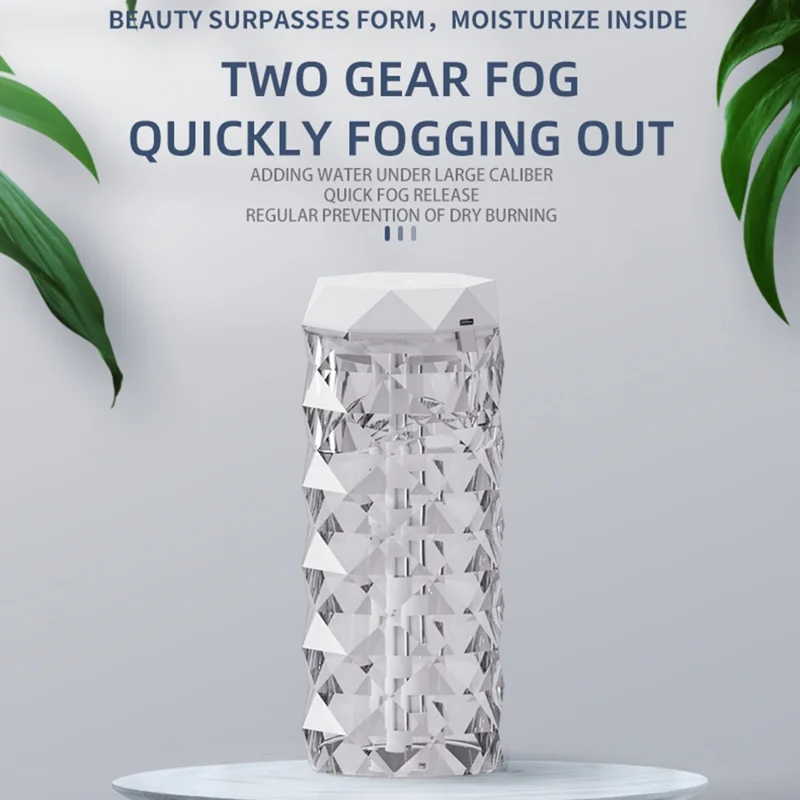 1000ml Crystal Air Humidifier Large Capacity 7-Color LED Aromatherapy Diffuser Desktop Mist Maker for Home Office