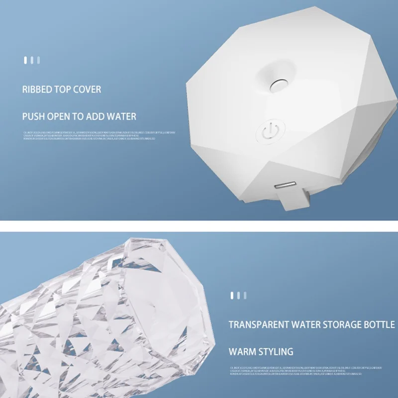 1000ml Crystal Air Humidifier Large Capacity 7-Color LED Aromatherapy Diffuser Desktop Mist Maker for Home Office