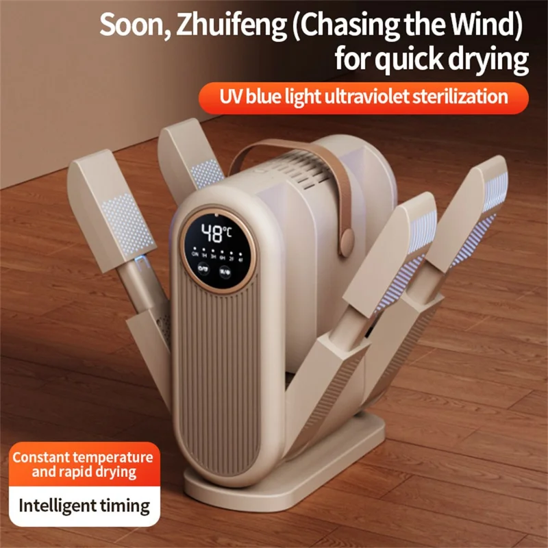 HX-6 4 Arms Shoe Dryer 48°C Constant Temperature UV Sterilization Foldable Shoes Drying Machine for Home, EU Plug