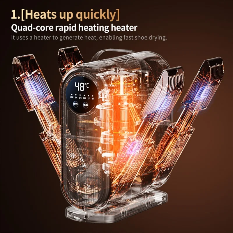 HX-6 4 Arms Shoe Dryer 48°C Constant Temperature UV Sterilization Foldable Shoes Drying Machine for Home, EU Plug