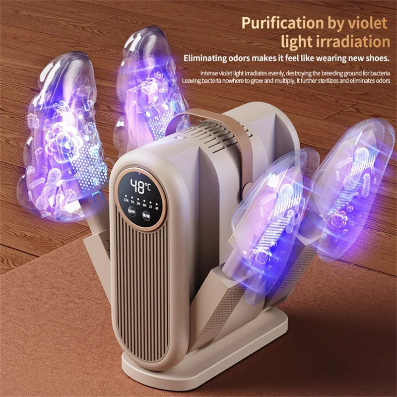 HX-6 4 Arms Shoe Dryer 48°C Constant Temperature UV Sterilization Foldable Shoes Drying Machine for Home, EU Plug
