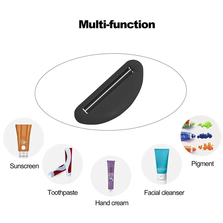 Dispensador de Tubo de Crema de Mano Protector Solar Pasta de Dientes Plástico - Negro