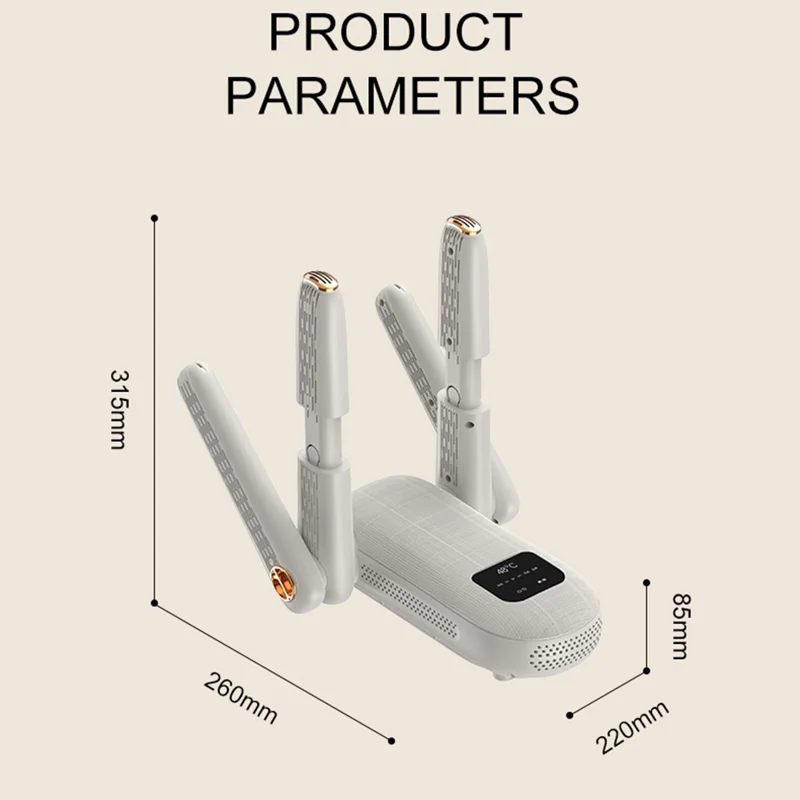 X2 4 Arms Smart Dual Stand Shoe Dryer Quick Drying Dehumidification Foldable Portable Shoes Drying Machine, EU Plug