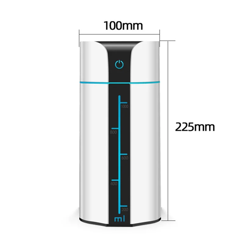 KS-800 1000 ml Humidificateur d'air de bureau 50 ml/h 20 h d'autonomie Diffuseur de brume d'air nano coloré pour chambre et bureau - Blanc