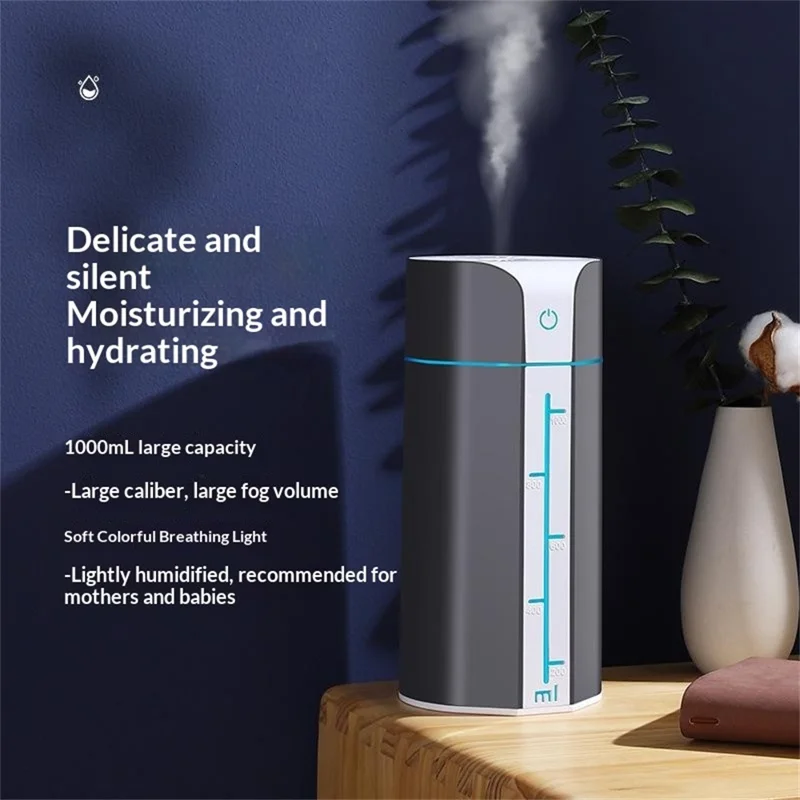 KS-800 1000 ml Humidificateur d'air de bureau 50 ml/h 20 h d'autonomie Diffuseur de brume d'air nano coloré pour chambre et bureau - Blanc