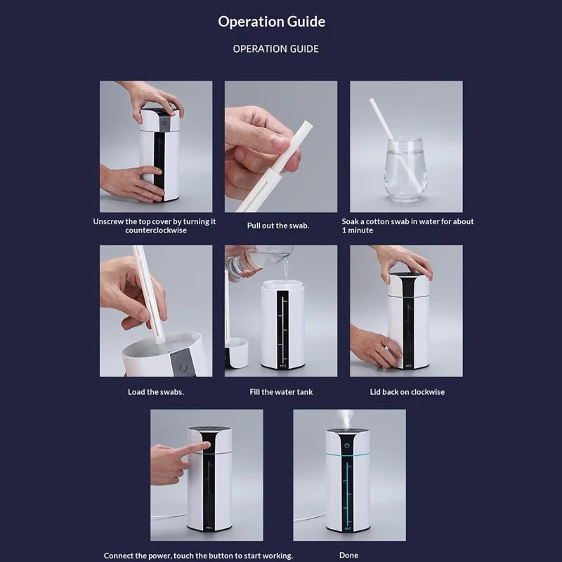 KS-800 1000 ml Humidificateur d'air de bureau 50 ml/h 20 h d'autonomie Diffuseur de brume d'air nano coloré pour chambre et bureau - Blanc