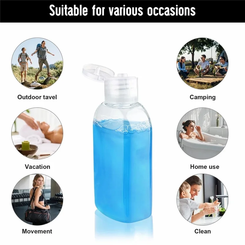 Conjunto de 6 Frascos de Viagem de 100ml, Frascos com Tampa Flip à Prova de Vazamentos, Aprovados pela TSA, com Rótulos para Champô e Condicionador