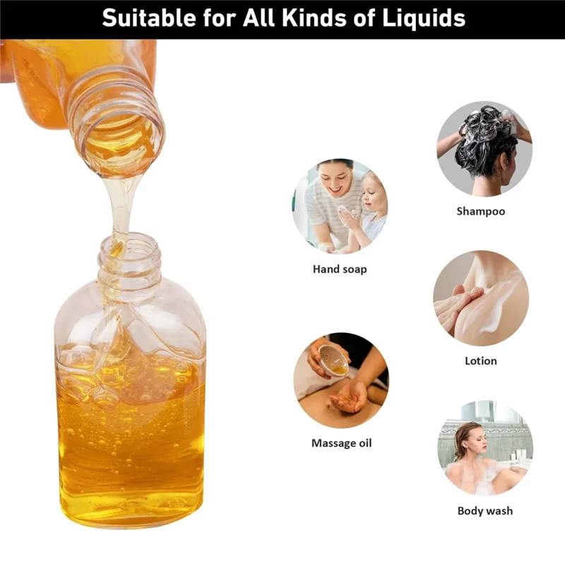 Conjunto de 6 Frascos de Viagem de 100ml, Frascos com Tampa Flip à Prova de Vazamentos, Aprovados pela TSA, com Rótulos para Champô e Condicionador