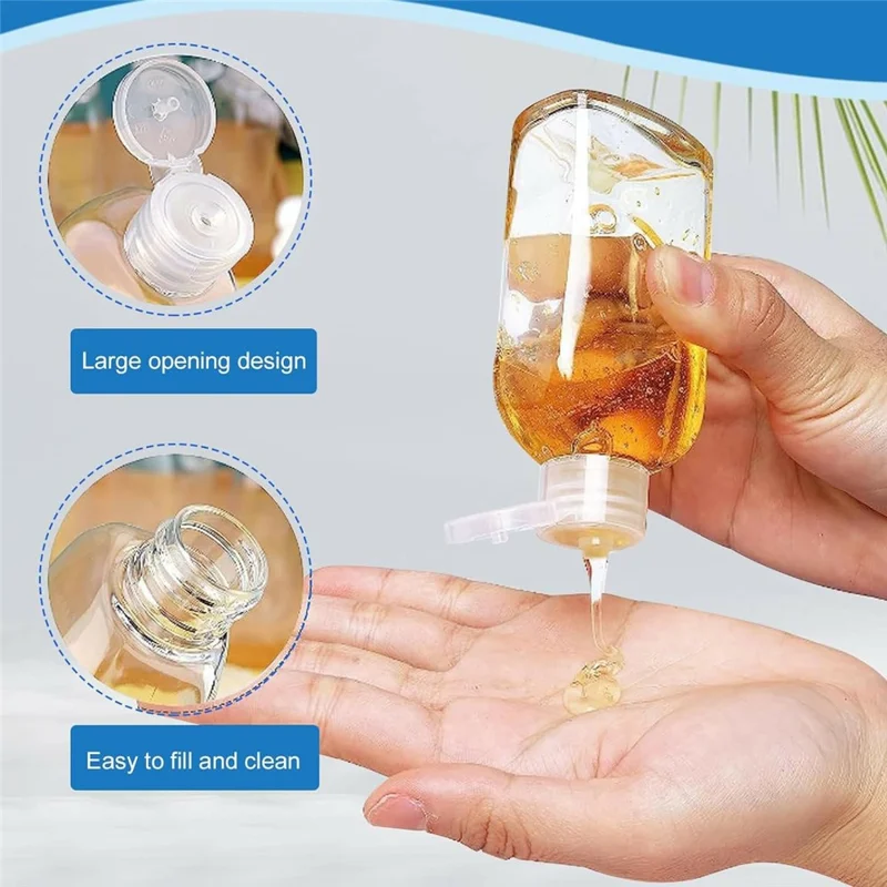 Conjunto de 6 Frascos de Viagem de 100ml, Frascos com Tampa Flip à Prova de Vazamentos, Aprovados pela TSA, com Rótulos para Champô e Condicionador