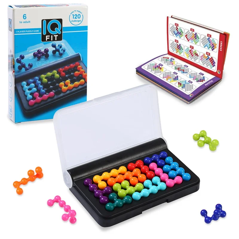 IQ FIT Pyramid Logic Puzzle Game 120 Challenges 3D Brain Teaser Toy Set for Kids Adults