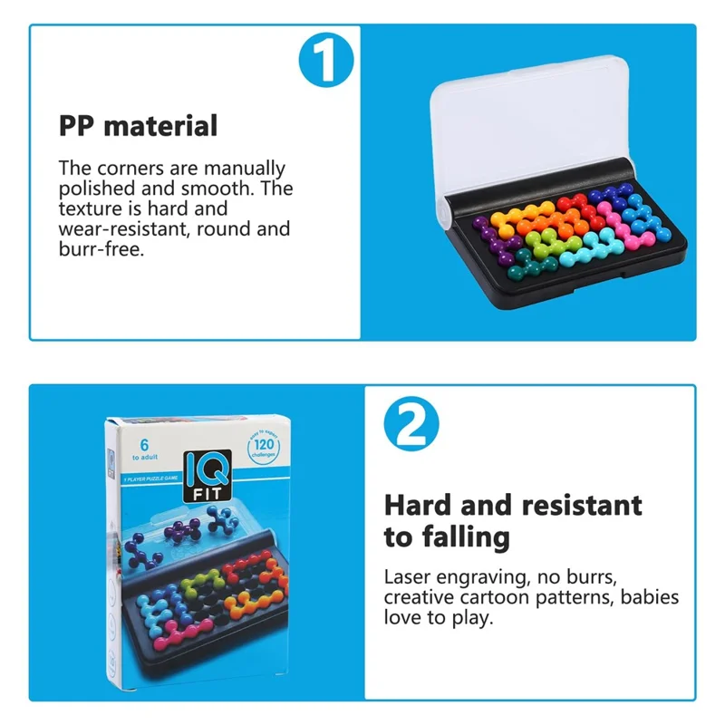 IQ FIT Pyramid Logic Puzzle Game 120 Challenges 3D Brain Teaser Toy Set for Kids Adults