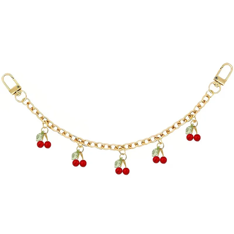 30cm Cherry Charm Metal Chain with Lobster Clasp for Handbag Decorative Accessories - Red