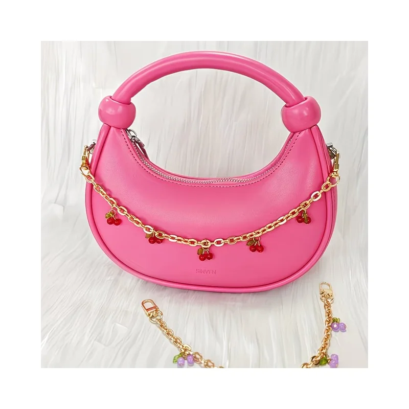 30cm Cherry Charm Metal Chain with Lobster Clasp for Handbag Decorative Accessories - Red