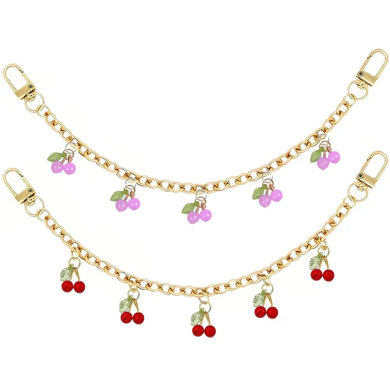30cm Cherry Charm Metal Chain with Lobster Clasp for Handbag Decorative Accessories - Red