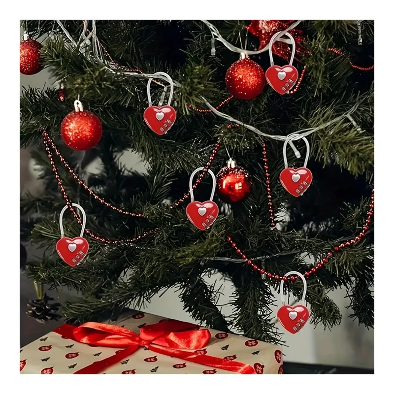 N708 Heart-Shaped Cable Lock 3-Digit Combination Steel Wire Rope Padlock Password Lock Password Lock for Luggage Bicycle - Red