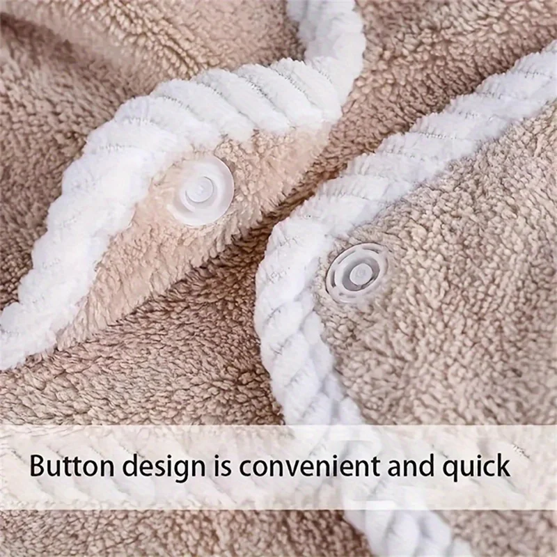 135x80cm Thickened Coral Fleece Bath Robe Absorbent Wearable Towel Wrap Bath Dress for Bathroom Home - Deep Pink
