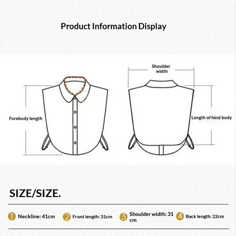 Detachable Lace Collar Stand Up Ruffle Collar Dickey Collar Front Button Half Shirt Fake Collar for Shirt Dress - Black