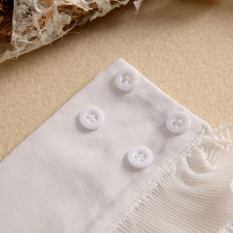 Women Detachable Fake Collar Dickey Collar Layered Pleated Ruffle Collar Multi-Functional Decorative False Collar Half Shirt - White