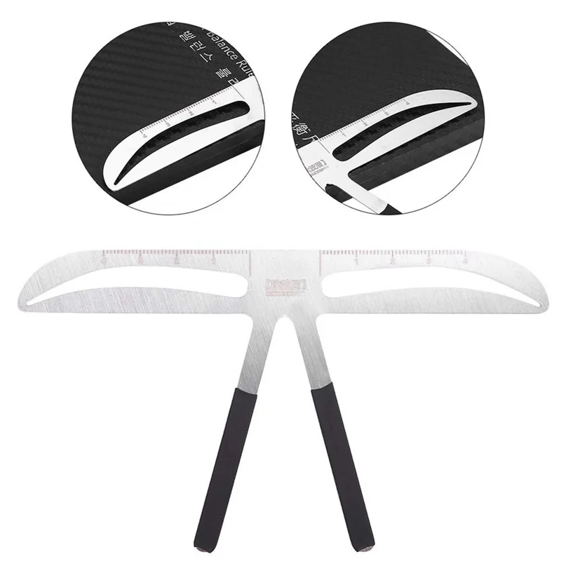 Professional Eyebrow Measure & Balance Ruler 3-Point Positioning Stainless Steel Measuring Eyebrow Tool