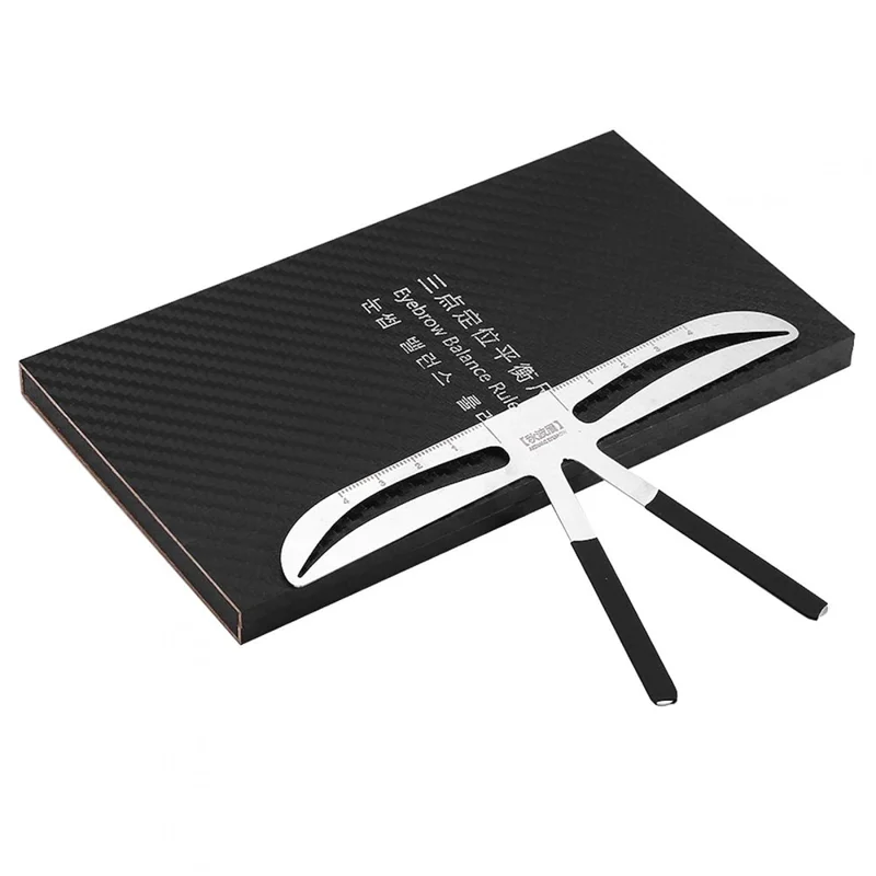 Professional Eyebrow Measure & Balance Ruler 3-Point Positioning Stainless Steel Measuring Eyebrow Tool