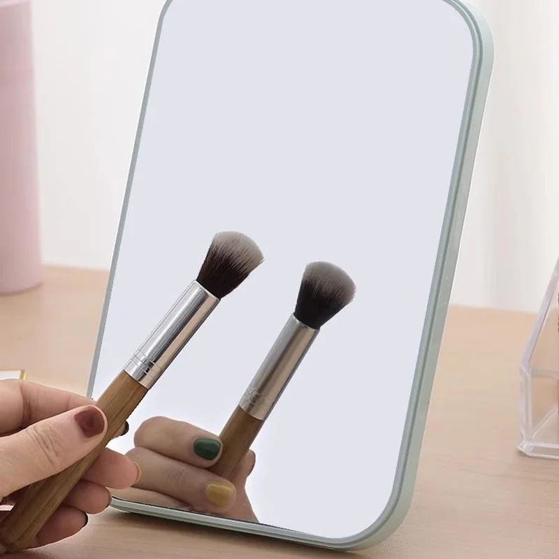 20x13cm Desktop Portable Makeup Mirror Adjustable Stand Square Foldable Cosmetic Beauty Mirror - Blue
