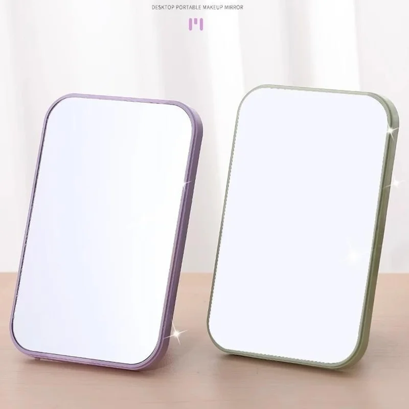 20x13cm Desktop Portable Makeup Mirror Adjustable Stand Square Foldable Cosmetic Beauty Mirror - Blue
