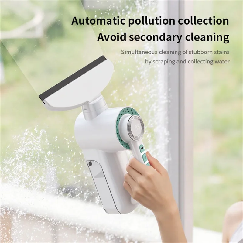 Electric Glass Window Wiper Suction Water Vacuum LED Display Squeegee Cleaner Bathroom Mirror Scraper Car Blade Brush