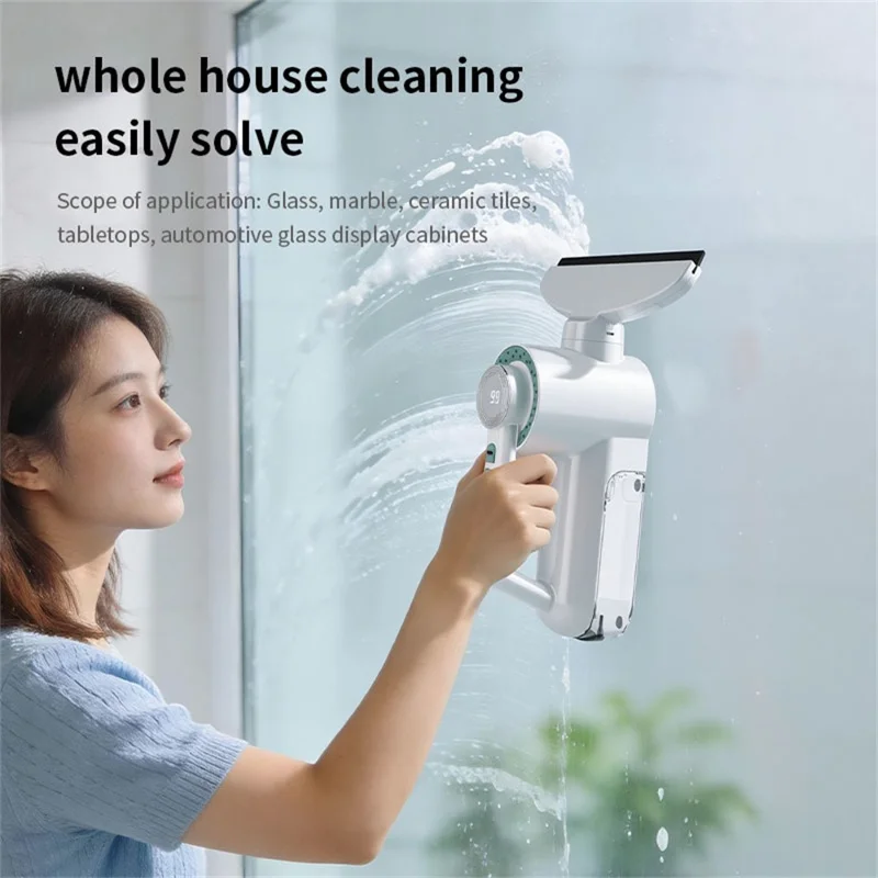 Electric Glass Window Wiper Suction Water Vacuum LED Display Squeegee Cleaner Bathroom Mirror Scraper Car Blade Brush
