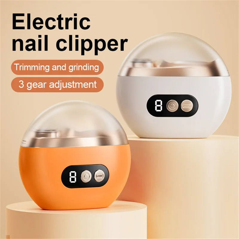 HZ-005 Elektrisk Nagelklippare, Återladdbar med 3 Hastighetsinställningar, Automatisk Nageltrimmer för Hemmet - Orange