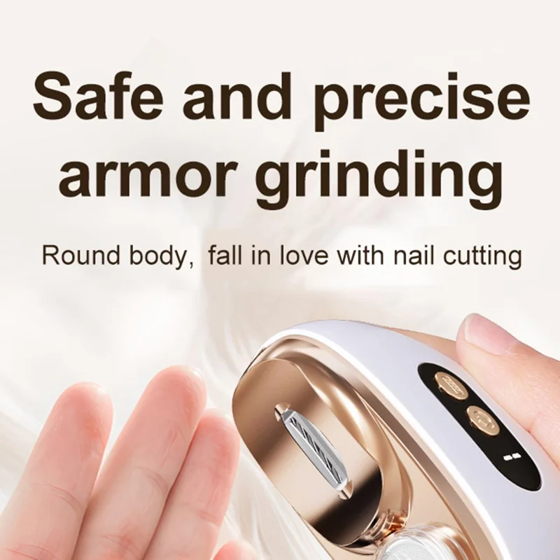 HZ-005 Elektrisk Nagelklippare, Återladdbar med 3 Hastighetsinställningar, Automatisk Nageltrimmer för Hemmet - Orange