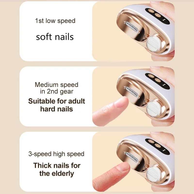 HZ-005 Elektrisk Nagelklippare, Återladdbar med 3 Hastighetsinställningar, Automatisk Nageltrimmer för Hemmet - Orange