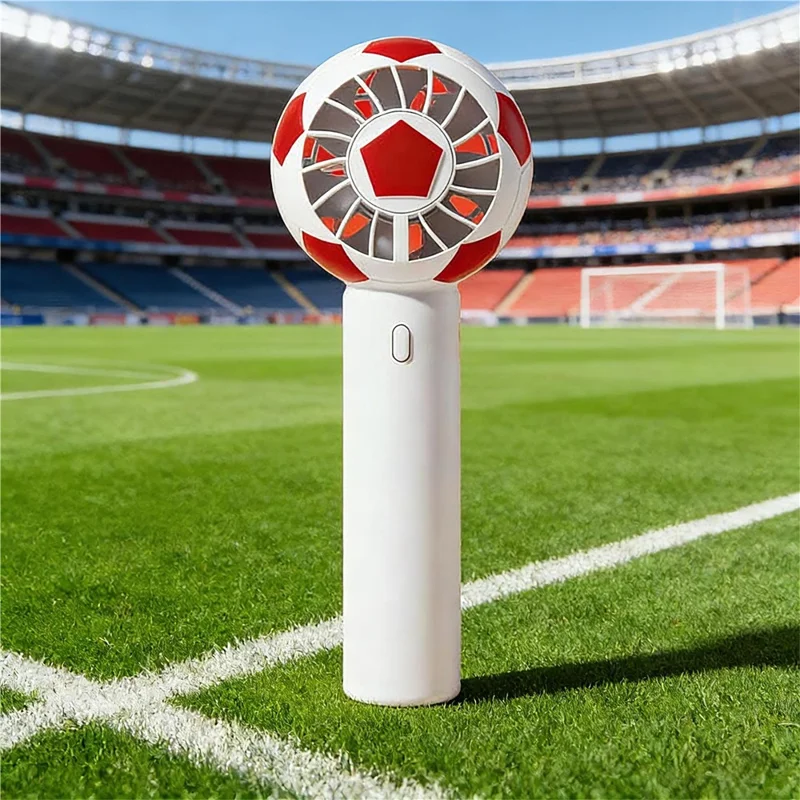Soccer Ball Shaped Fan USB Rechargeable Mini Portable Creative DIY Football Shaped Handheld Fan - Red