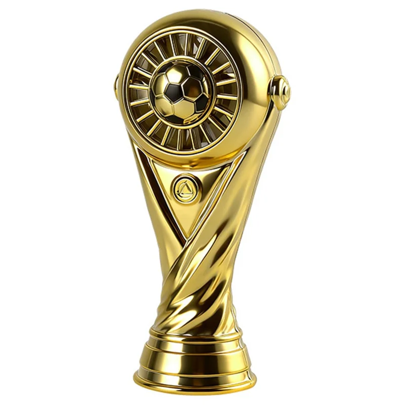 Mini Soccer Trophy Shaped Fan USB Desktop 3 Speed Type-C Charging Football Handheld Fan - Gold