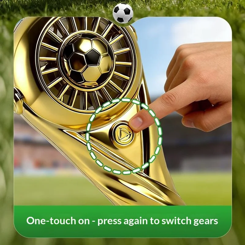Mini Soccer Trophy Shaped Fan USB Desktop 3 Speed Type-C Charging Football Handheld Fan - Gold