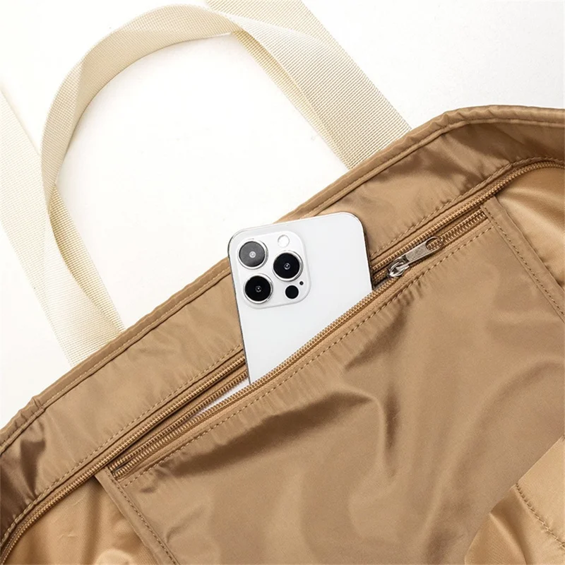 Large Capacity Waterproof Beach Bag Travel Swimming Portable Sand-proof Tote Bag with Mesh Pockets - Beige