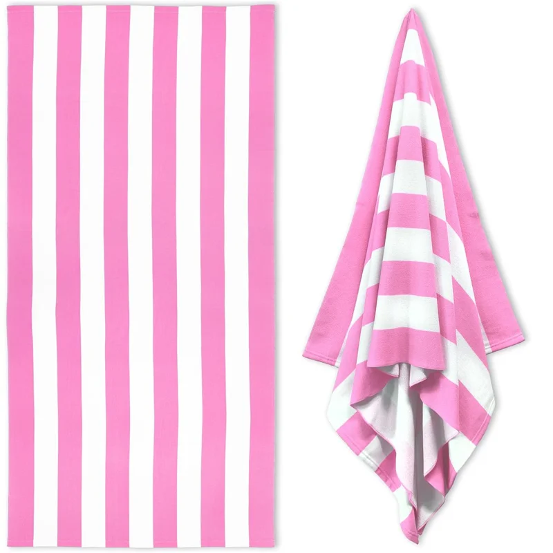 90x180cm Single Side Stripe Microfiber Beach Towel Absorbent Sports Towel Swimming Shawl for Pool Beach - Pink