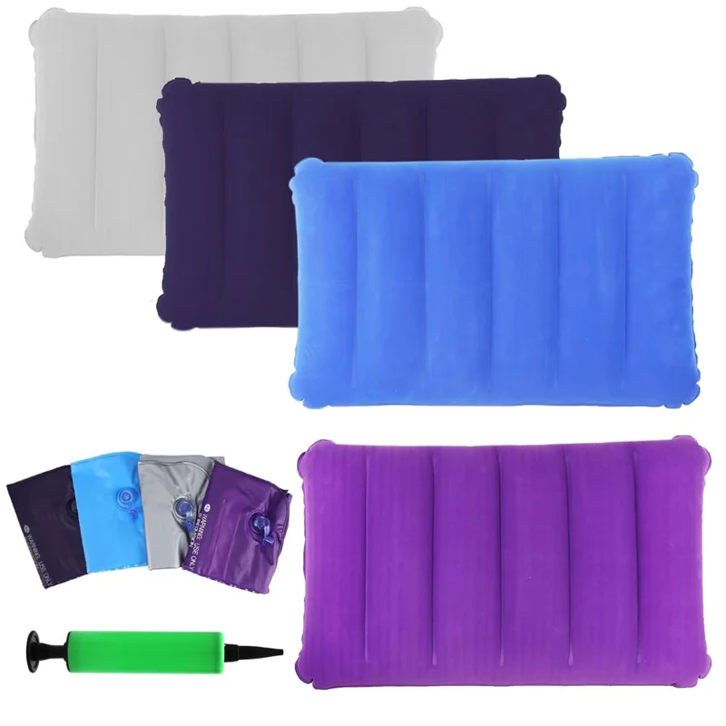 5Pcs Inflatable Camping Pillow Set Travel Neck Support Cushion for Outdoor Beach Office