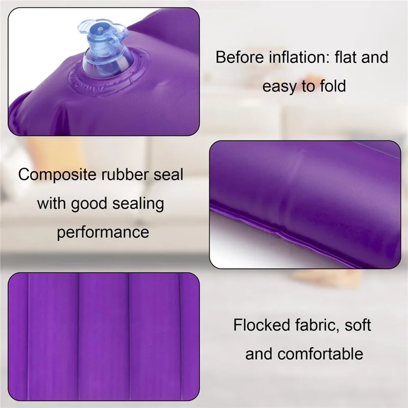 5Pcs Inflatable Camping Pillow Set Travel Neck Support Cushion for Outdoor Beach Office