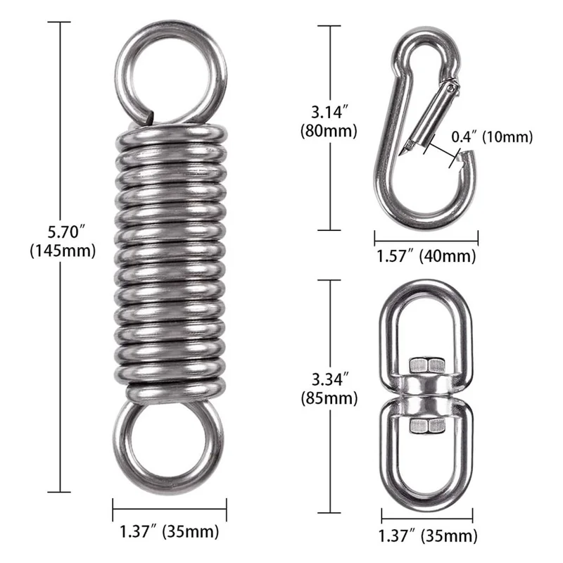 Stainless Steel Swing Hanging Hardware Kit Ceiling Mount Hook Spring Cushion for Hammock Chair Punching Bag Indoor Outdoor