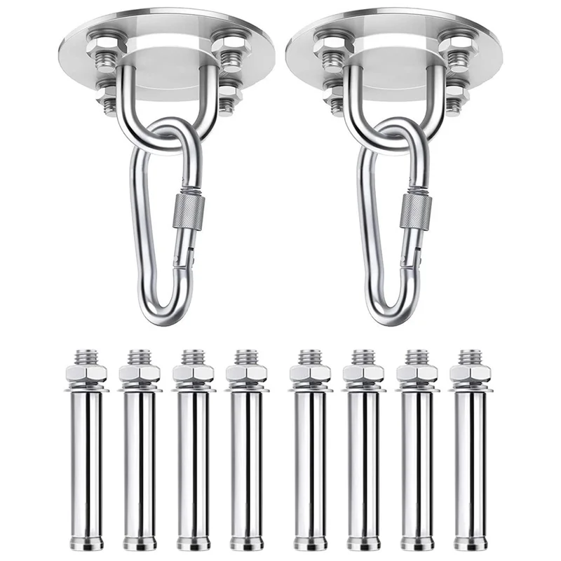 2Pcs Stainless Steel Swing Hanging Hardware Kit Ceiling Mount Hook Set for Hammock Yoga Chair Indoor Outdoor