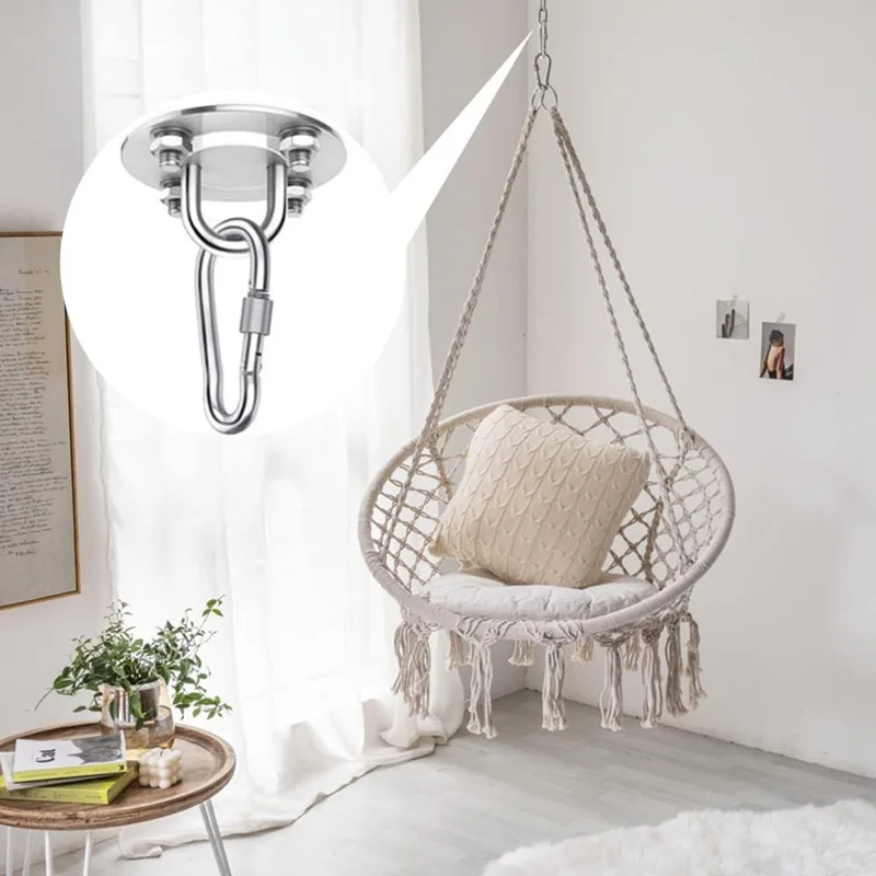 2Pcs Stainless Steel Swing Hanging Hardware Kit Ceiling Mount Hook Set for Hammock Yoga Chair Indoor Outdoor